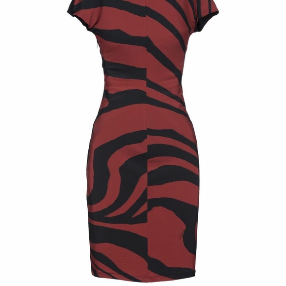 Roberto Cavalli Women's Brick Red Twisted Zebra-Print Stretch-Jersey Dress 2, 4 - Picture 7 of 8